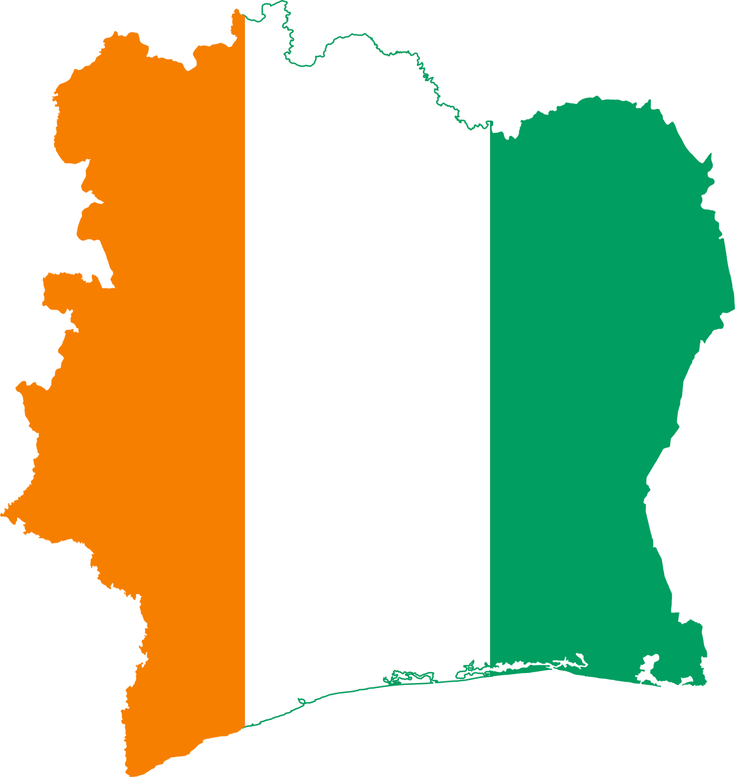 Côte d'Ivoire Flag Map