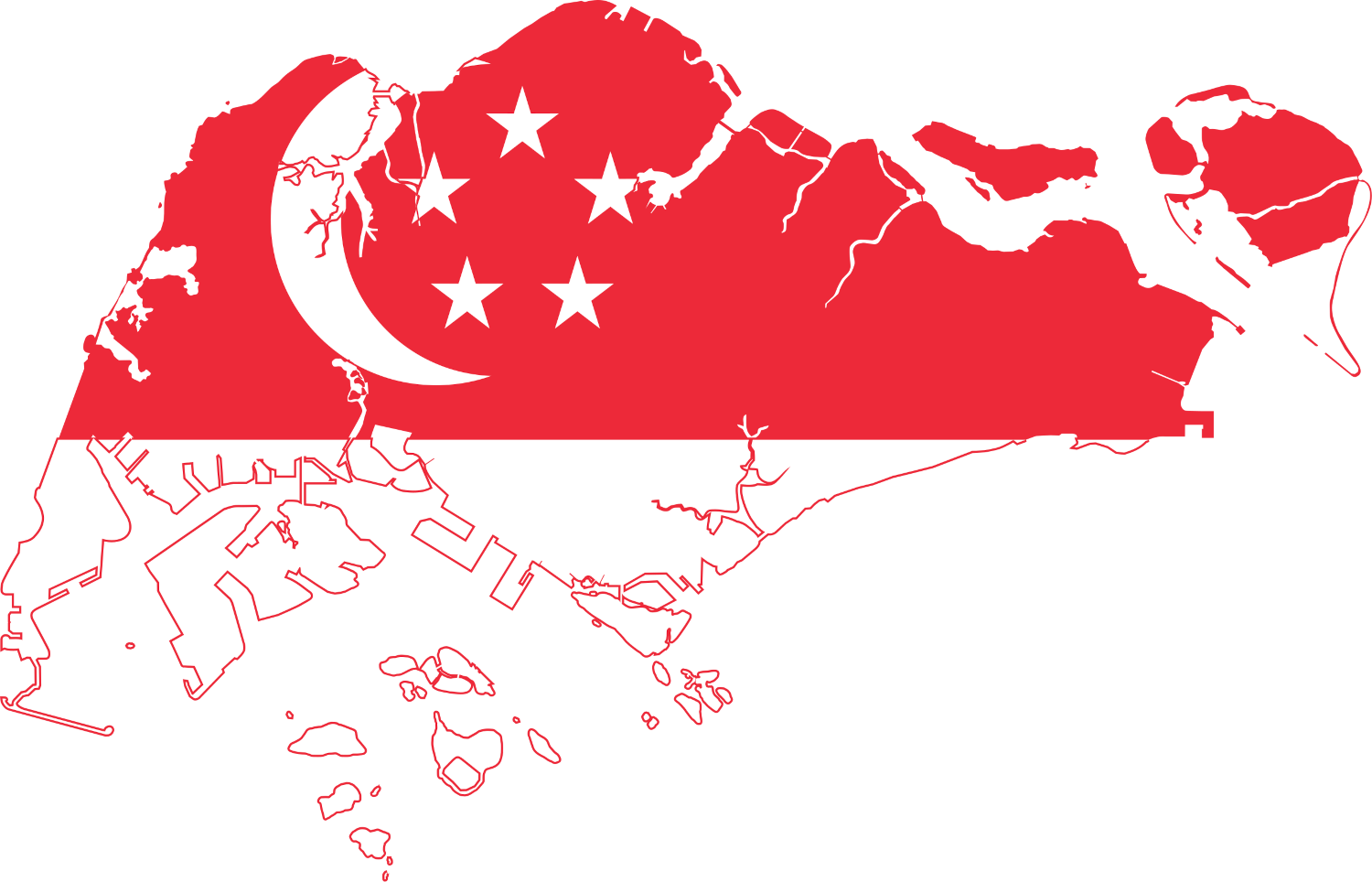 Singapore Flag Map