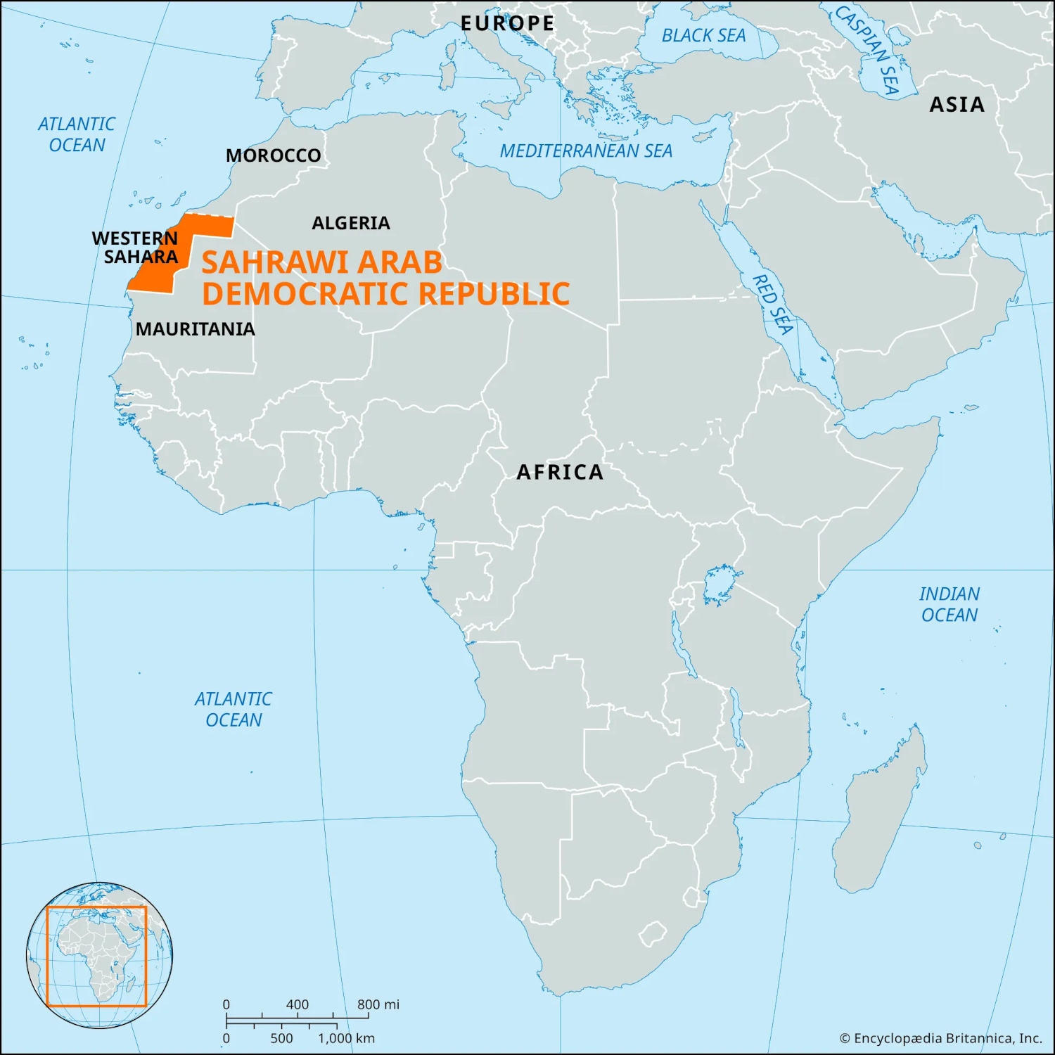 Sahrawi Arab Democratic Republic Location Map